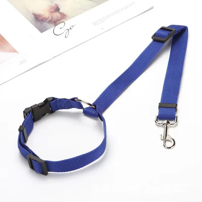 Solid Color 2 in 1 Pet Car Seat Belt Nylon Leash Rear Seat Belt Adjustable Dog Harness Collar Pet Accessories Pet Supplies