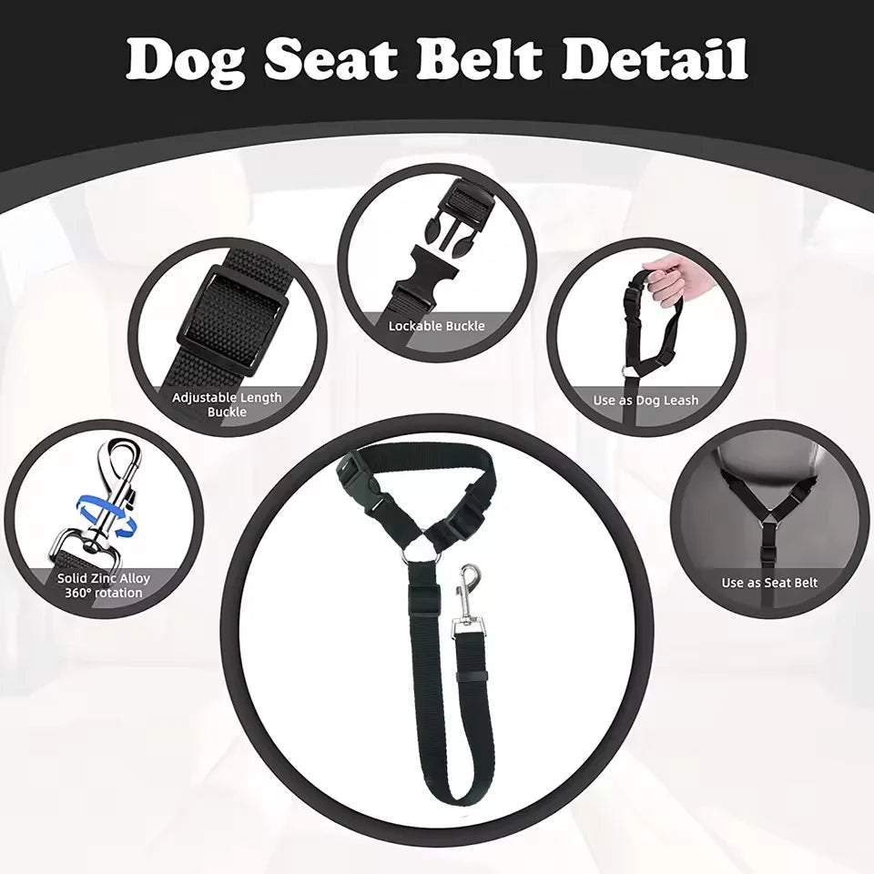 Solid Color 2 in 1 Pet Car Seat Belt Nylon Leash Rear Seat Belt Adjustable Dog Harness Collar Pet Accessories Pet Supplies