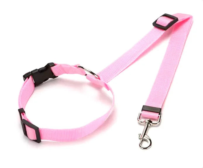 Solid Color 2 in 1 Pet Car Seat Belt Nylon Leash Rear Seat Belt Adjustable Dog Harness Collar Pet Accessories Pet Supplies