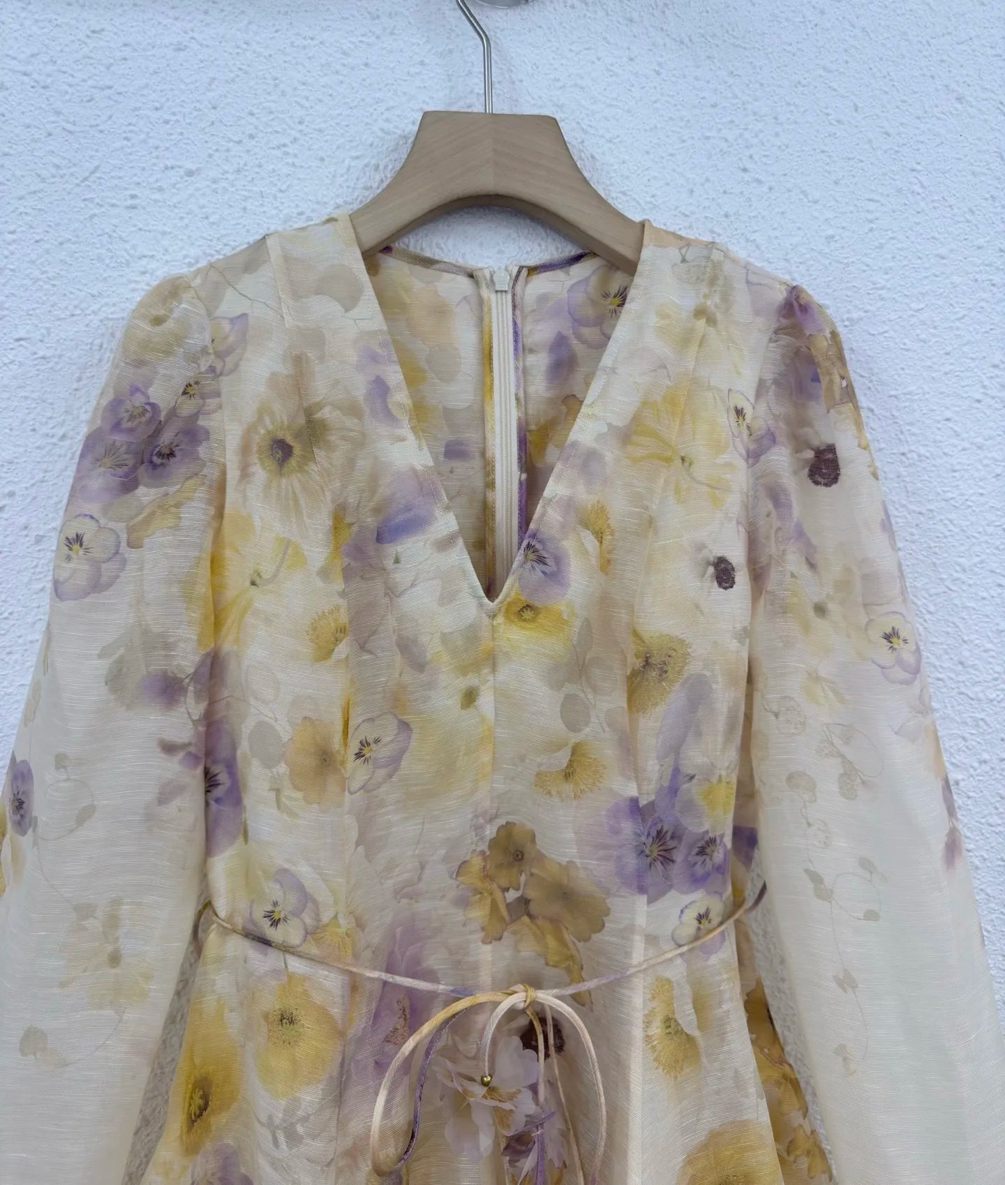 Silk Linen Women New Lace Long Puff Sleeve Floral Printing Mini Dress Bohemian Vintage High Quality Spring V-Neck Chic Elegant