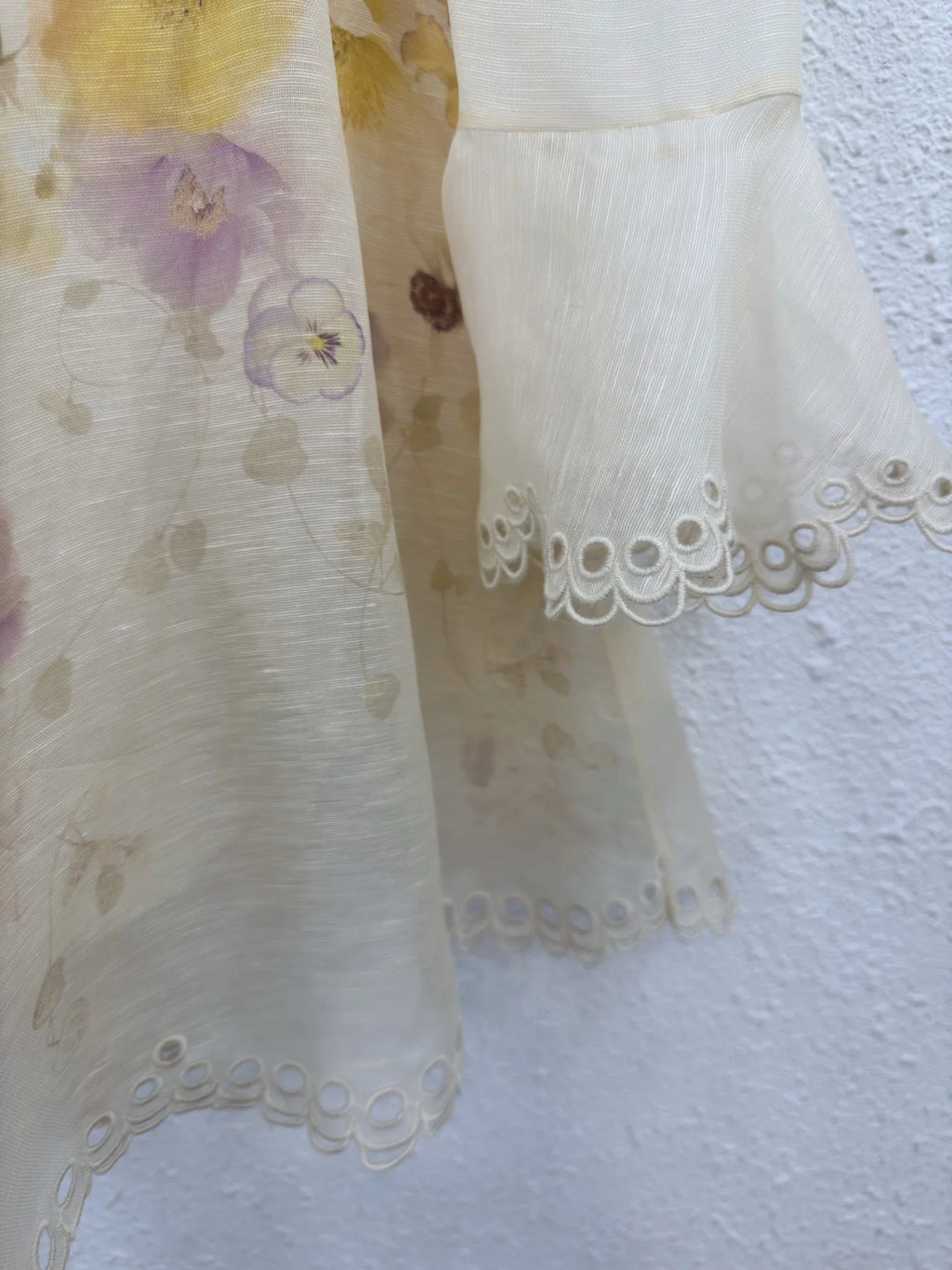 Silk Linen Women New Lace Long Puff Sleeve Floral Printing Mini Dress Bohemian Vintage High Quality Spring V-Neck Chic Elegant