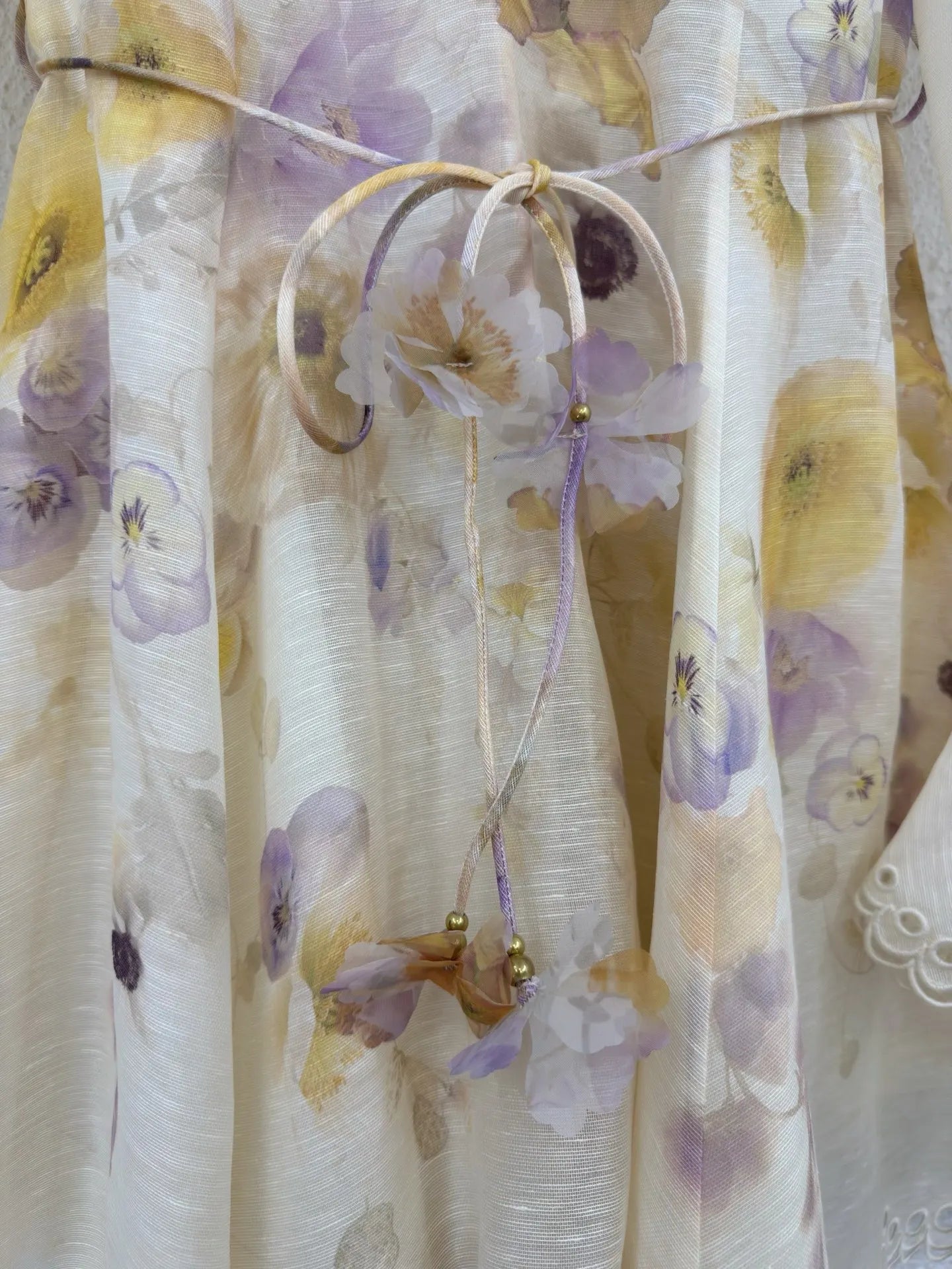 Silk Linen Women New Lace Long Puff Sleeve Floral Printing Mini Dress Bohemian Vintage High Quality Spring V-Neck Chic Elegant