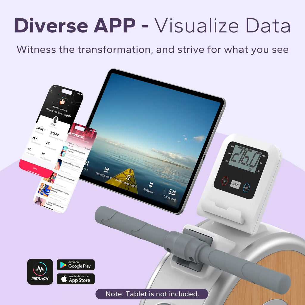 MERACH Rowing Machine Magnetic Rower Machine for Home 16 Levels Quiet Resistance Dual Slide Rail Max 350lb Weight Capacity  R02