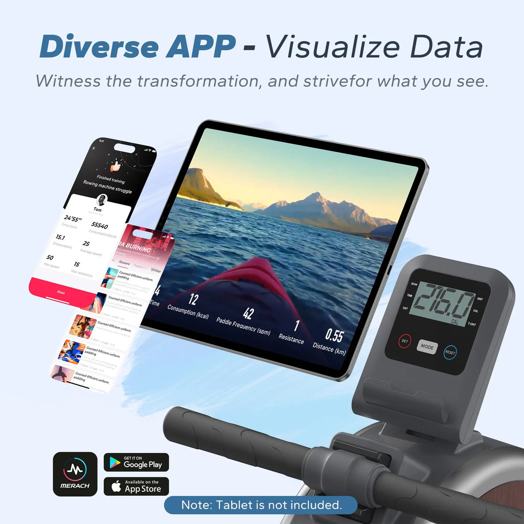 MERACH Rowing Machine Magnetic Rower Machine for Home 16 Levels Quiet Resistance Dual Slide Rail Max 350lb Weight Capacity  R02