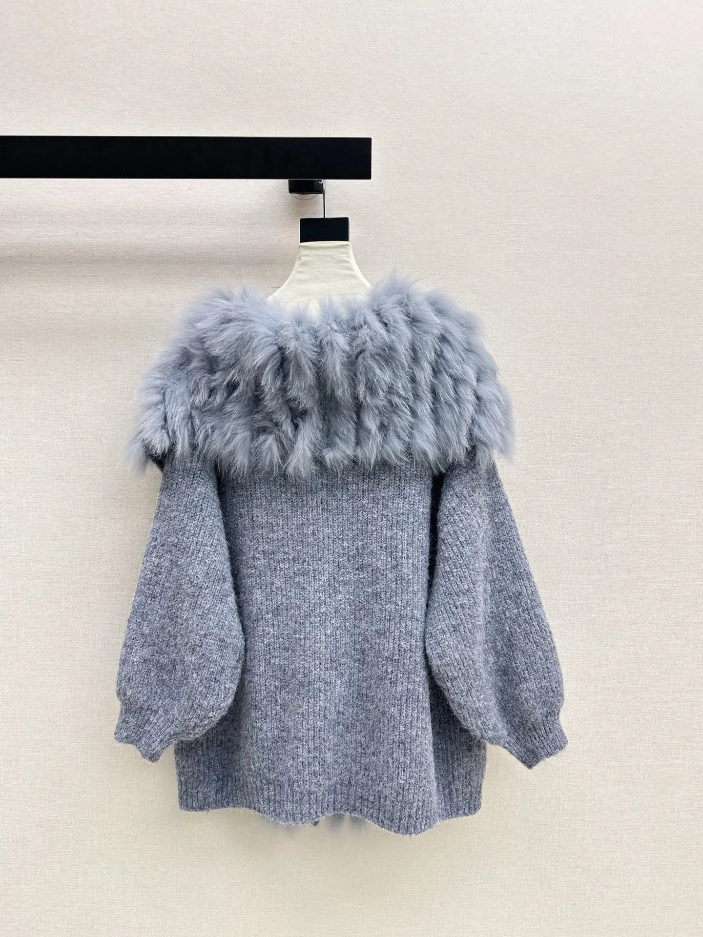 Winter 2025 New Women's Warm Fashion Splicing Fox Collar Large Lapel Medium Long Cardigan Jacket