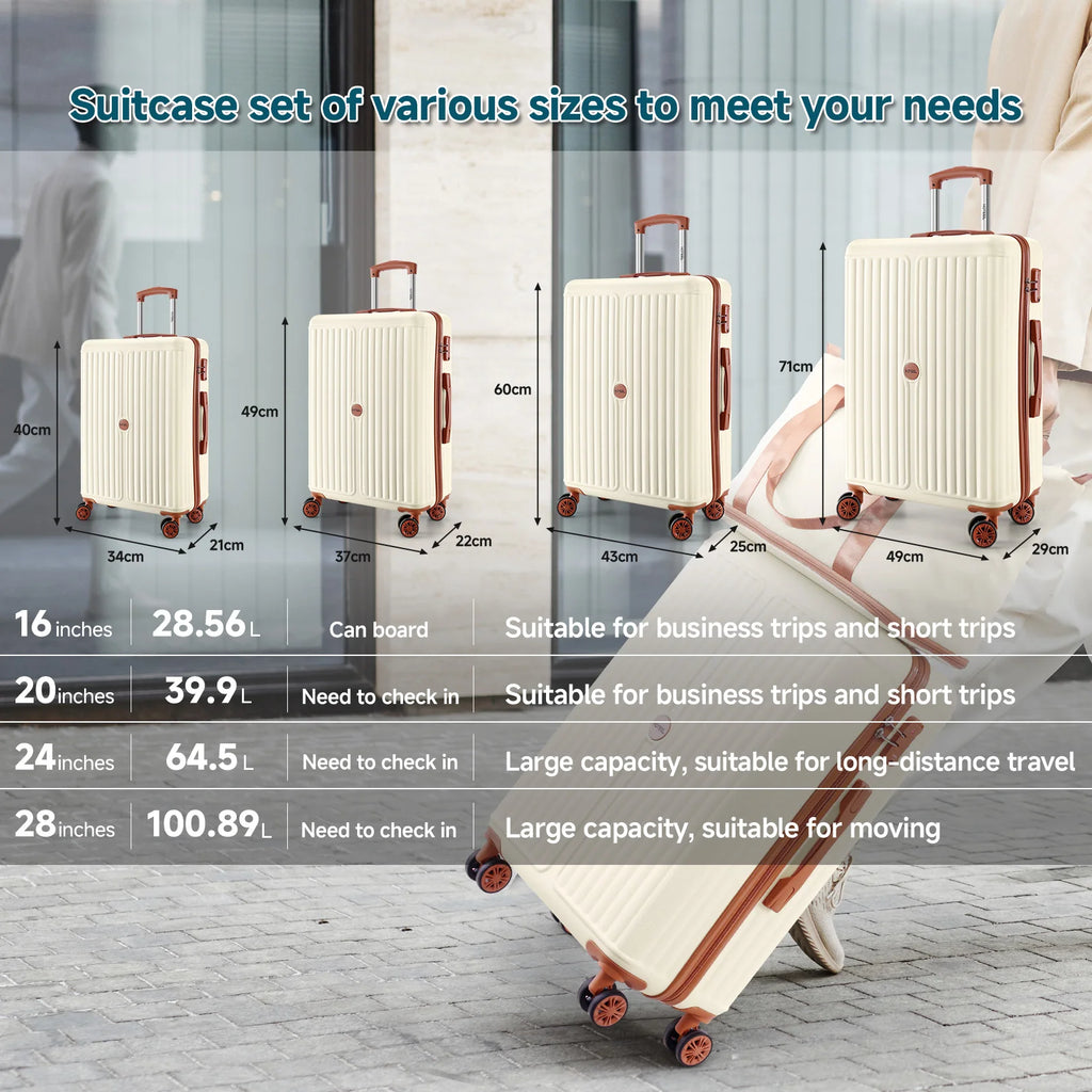 6 Piece Luggage Set With Spinner Wheels Carry On Suitcase Set Duffel&Toiletry Bag With TSA Lock ABS+PC For Business Travel