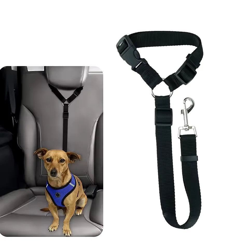 Solid Color 2 in 1 Pet Car Seat Belt Nylon Leash Rear Seat Belt Adjustable Dog Harness Collar Pet Accessories Pet Supplies