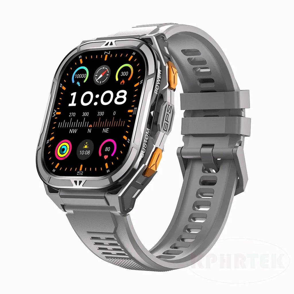 X5 GPS-Sportuhr 1,96 Zoll AMOLED-Bildschirm Herzfrequenzmesser 5 ATM Wasserdichte Smartwatch