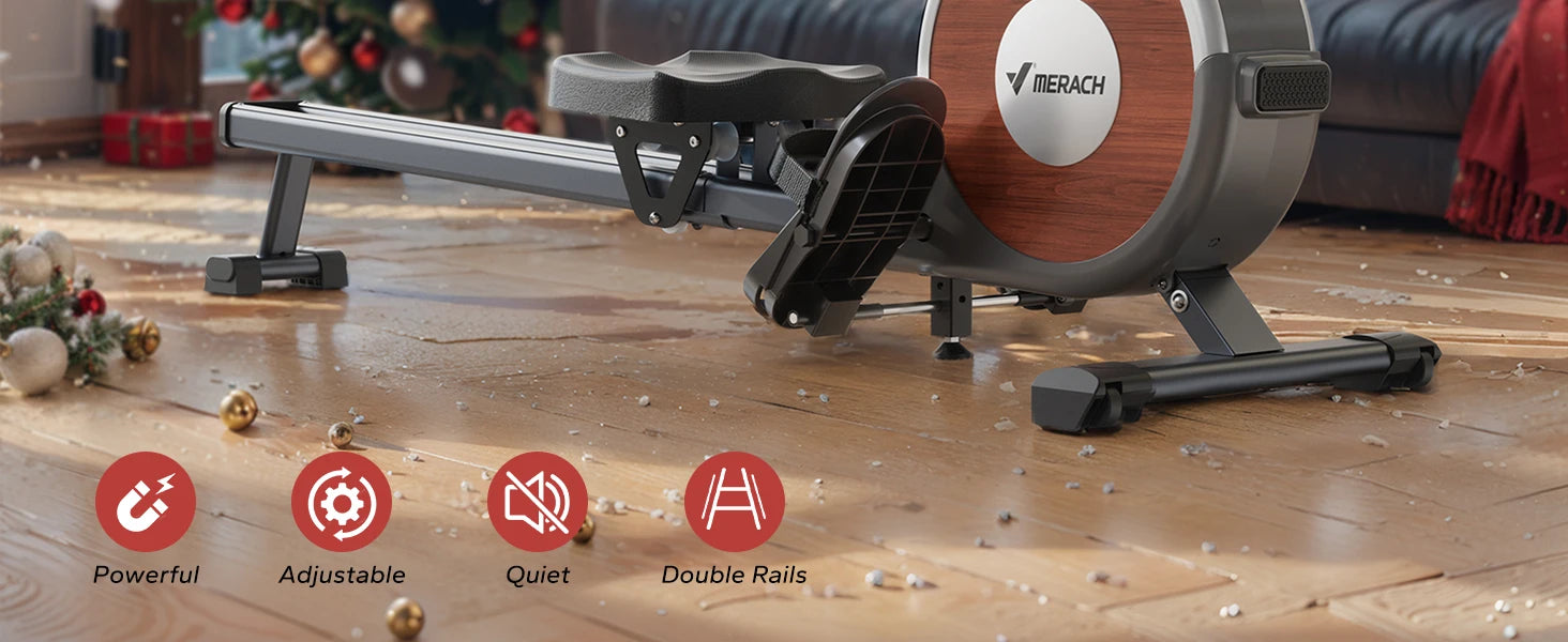 MERACH Rowing Machine Magnetic Rower Machine for Home 16 Levels Quiet Resistance Dual Slide Rail Max 350lb Weight Capacity  R02