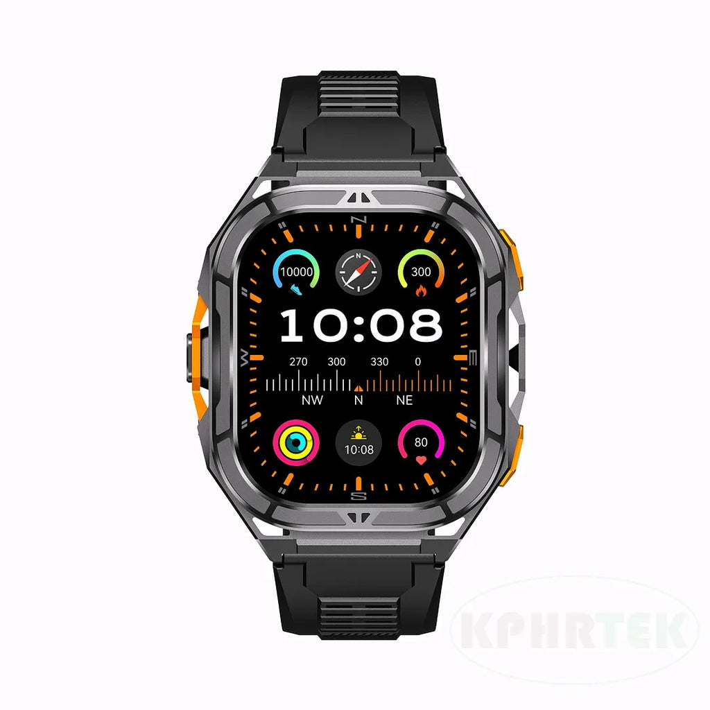X5 GPS-Sportuhr 1,96 Zoll AMOLED-Bildschirm Herzfrequenzmesser 5 ATM Wasserdichte Smartwatch