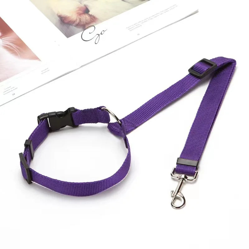 Solid Color 2 in 1 Pet Car Seat Belt Nylon Leash Rear Seat Belt Adjustable Dog Harness Collar Pet Accessories Pet Supplies