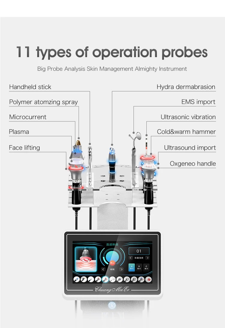 Hot Selling 11 in 1 Facial Cleaning Firming Skin Cold Hammer Acne Treatment Facial Treatment Aqua Peeling Skin Care Equipment