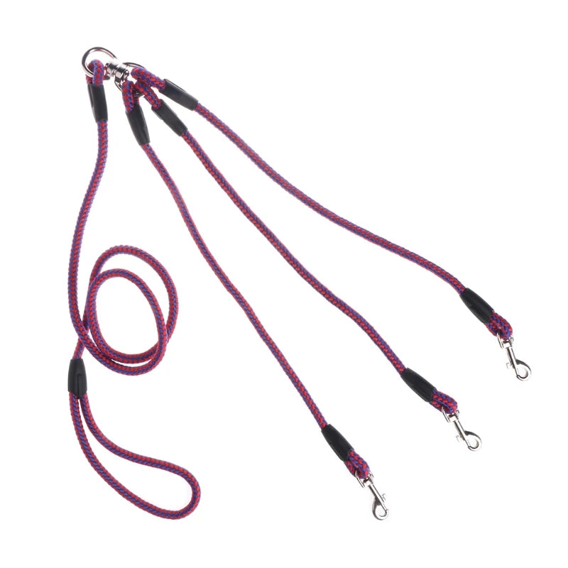 Heavy Duty Triple Pet Dogs Leash Coupler Lead With Nylon Soft Handle For Walking 3 Dogs Outside Traction Rope Pet Supplies