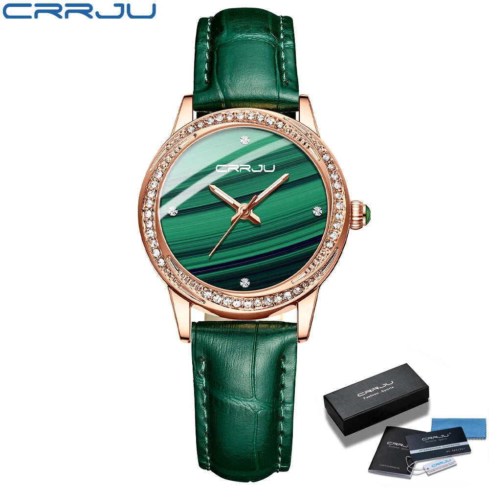 CRRJU New Women Watches Top Brand Luxury Wrist watch relogio feminino Clock for Women Leather Ladies Quartz Ladies Wristwatch