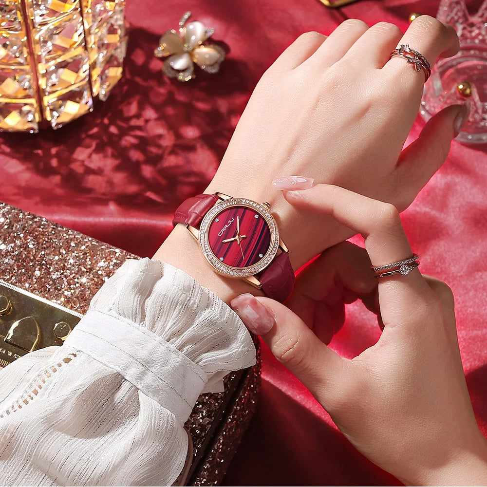 CRRJU New Women Watches Top Brand Luxury Wrist watch relogio feminino Clock for Women Leather Ladies Quartz Ladies Wristwatch