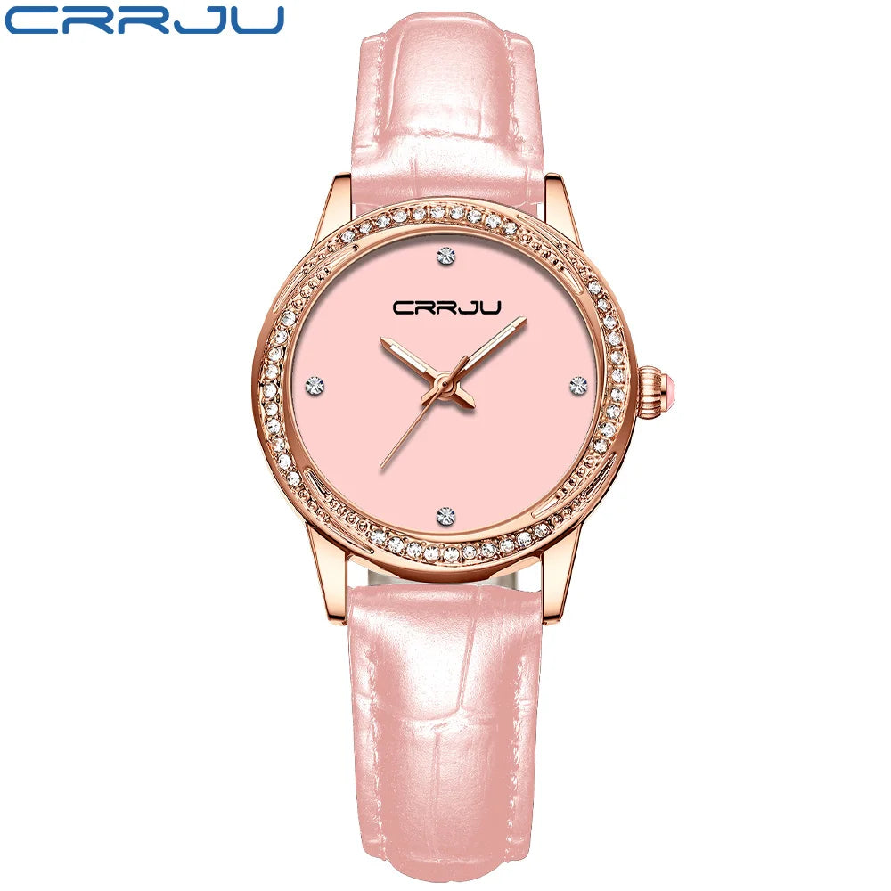 CRRJU New Women Watches Top Brand Luxury Wrist watch relogio feminino Clock for Women Leather Ladies Quartz Ladies Wristwatch