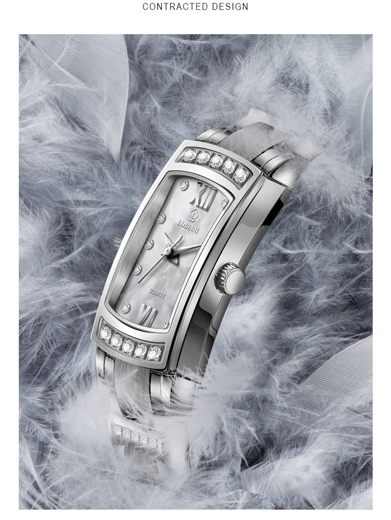 LOBINNI Women Watches Luxury Crystal Rhinestone Quartz Watch for Ladies Romantic Gift Waterproof Clock