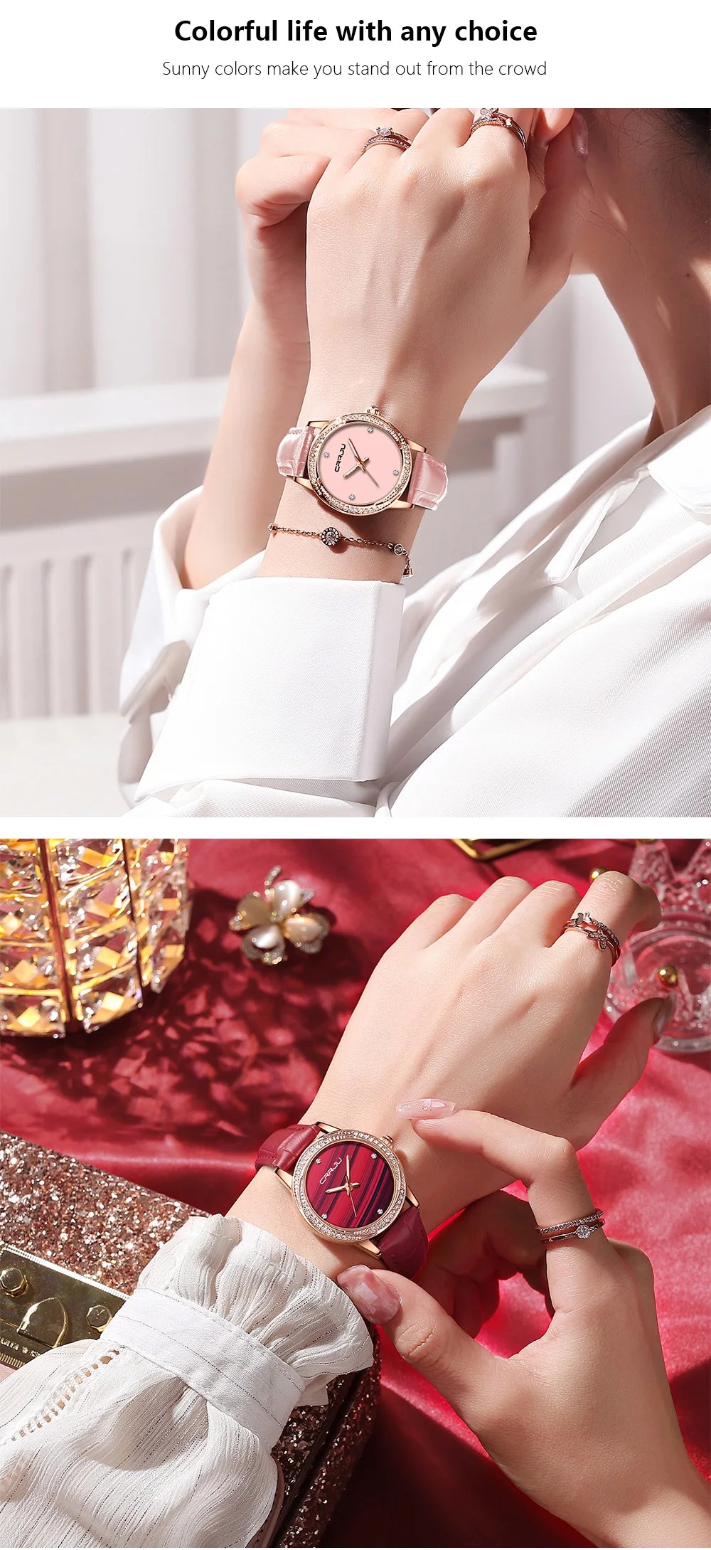 CRRJU New Women Watches Top Brand Luxury Wrist watch relogio feminino Clock for Women Leather Ladies Quartz Ladies Wristwatch