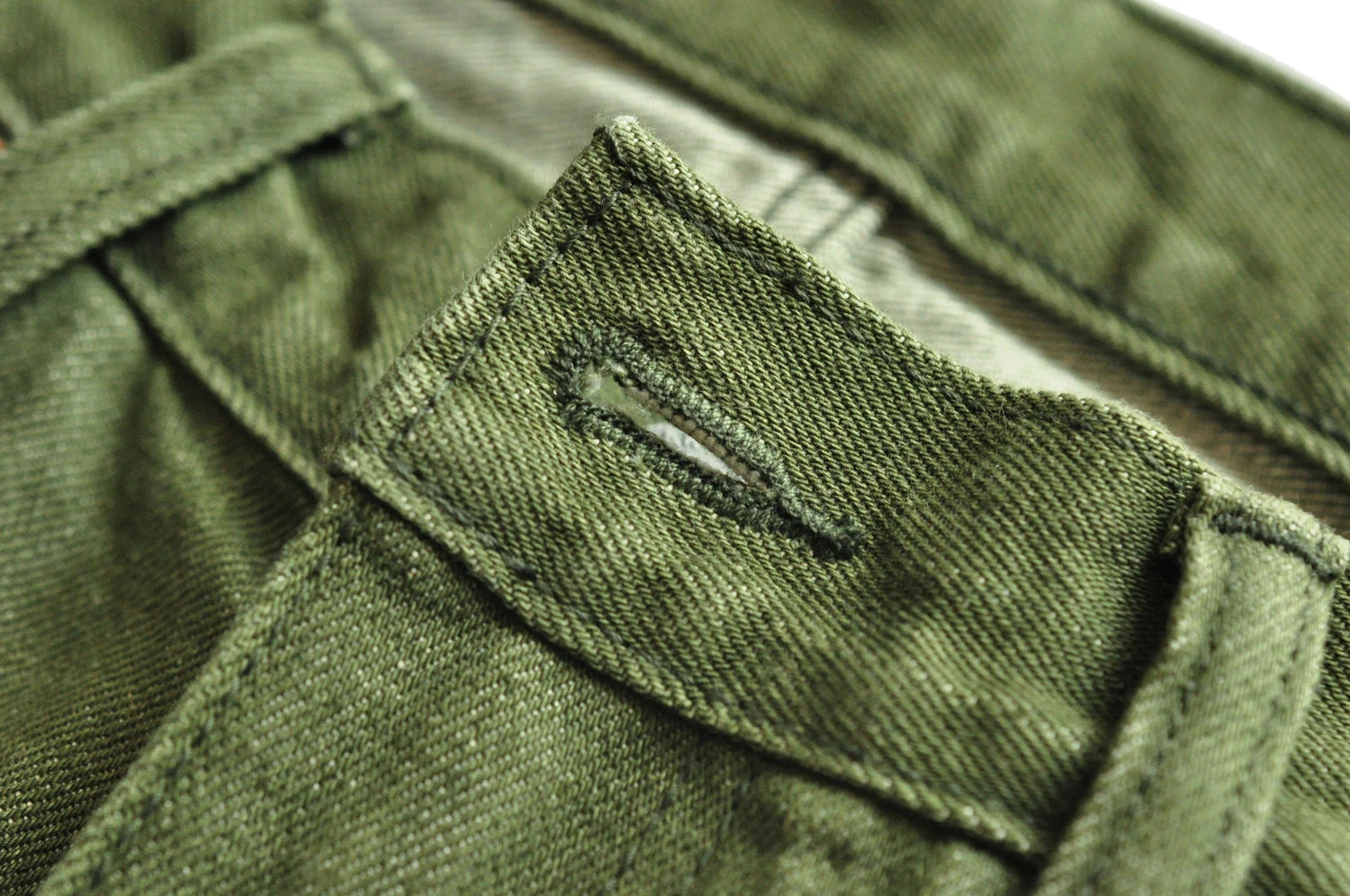 Saucezhan Men Jeans Vulcanization Olive Green 107 Selvedge Denim Jeans Men washed  Slim Fit 14 Oz  Zipper Fly