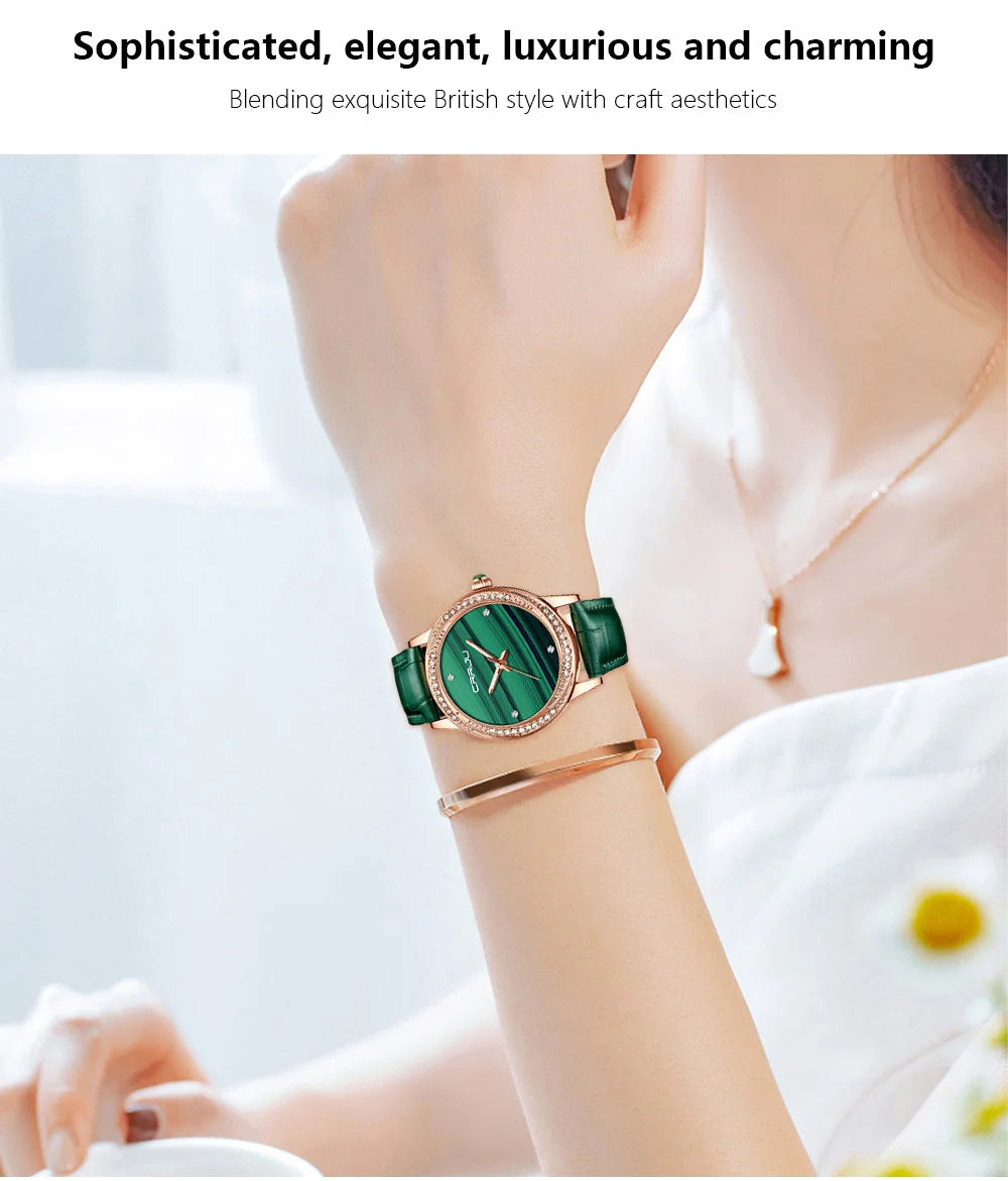CRRJU New Women Watches Top Brand Luxury Wrist watch relogio feminino Clock for Women Leather Ladies Quartz Ladies Wristwatch