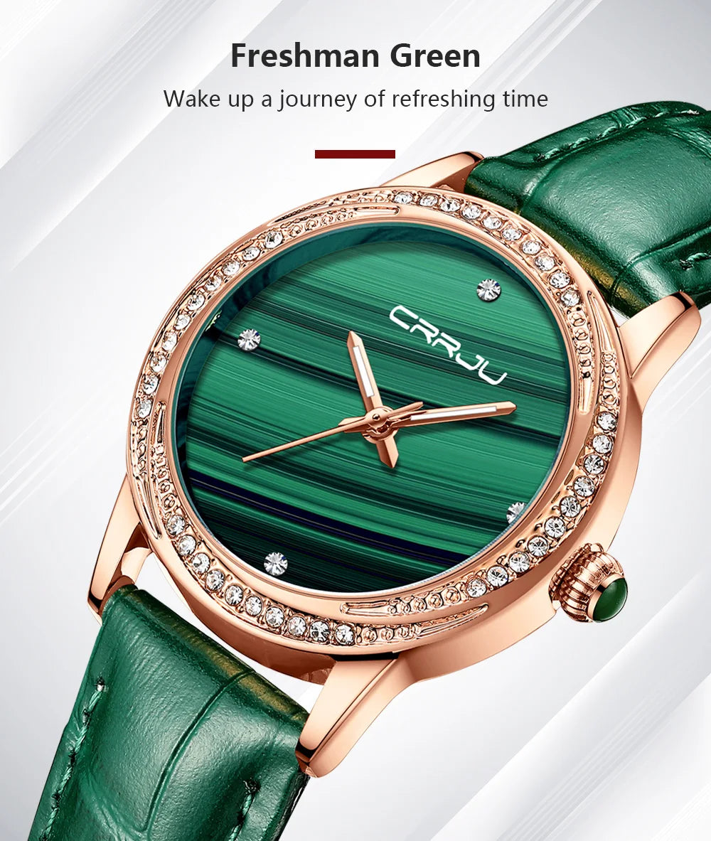 CRRJU New Women Watches Top Brand Luxury Wrist watch relogio feminino Clock for Women Leather Ladies Quartz Ladies Wristwatch