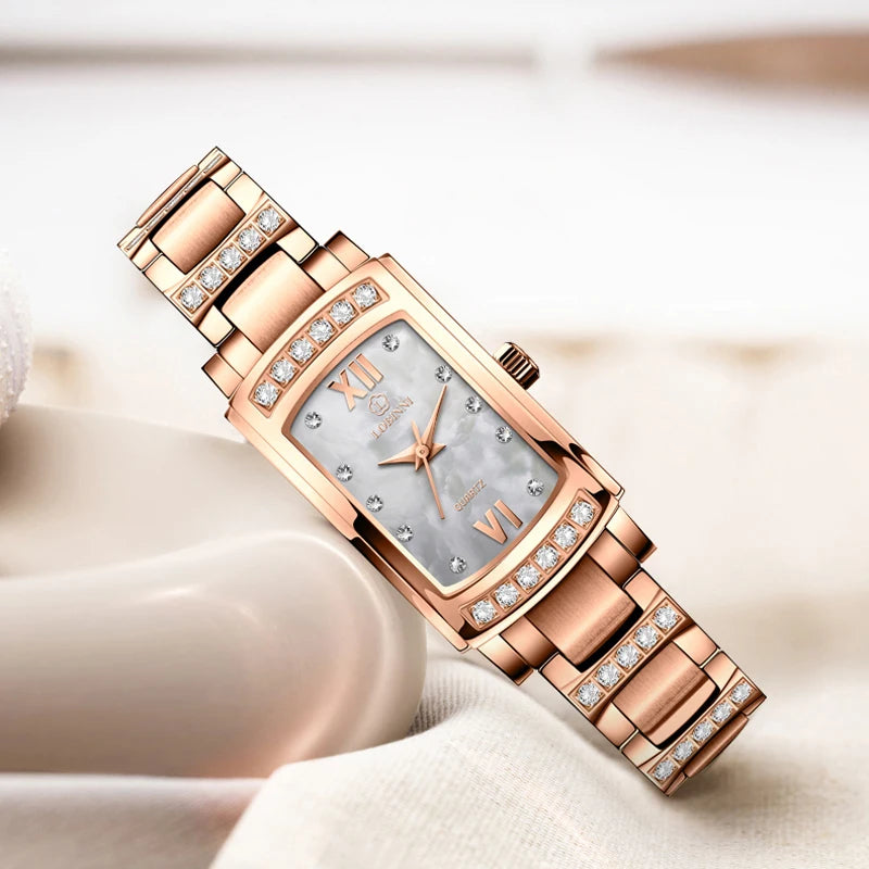 LOBINNI Women Watches Luxury Crystal Rhinestone Quartz Watch for Ladies Romantic Gift Waterproof Clock