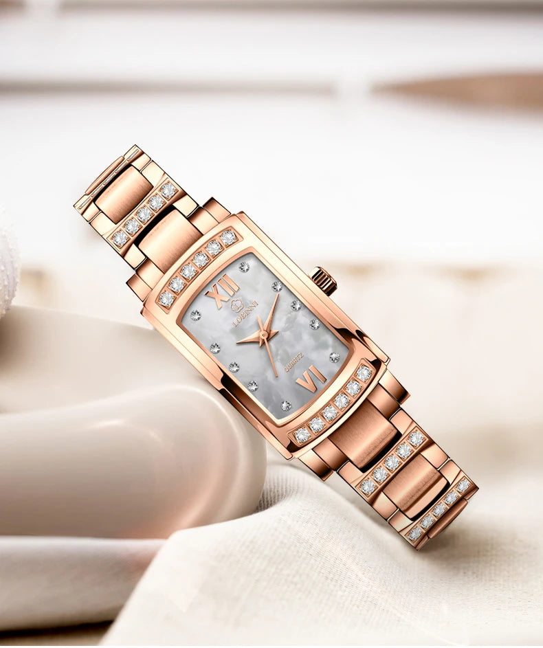 LOBINNI Women Watches Luxury Crystal Rhinestone Quartz Watch for Ladies Romantic Gift Waterproof Clock
