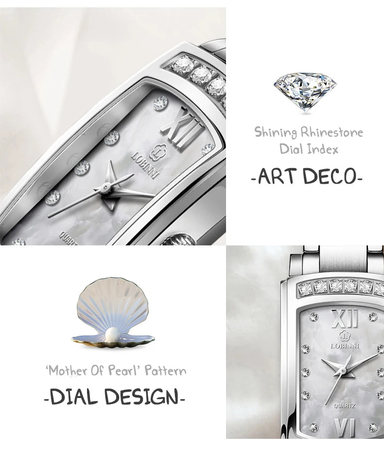 LOBINNI Women Watches Luxury Crystal Rhinestone Quartz Watch for Ladies Romantic Gift Waterproof Clock