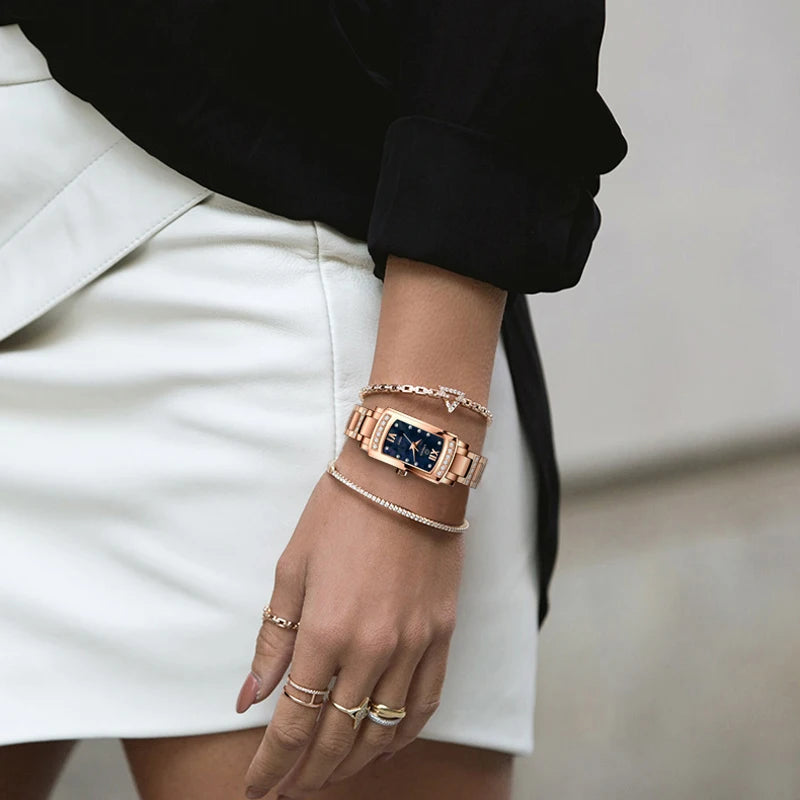 LOBINNI Women Watches Luxury Crystal Rhinestone Quartz Watch for Ladies Romantic Gift Waterproof Clock