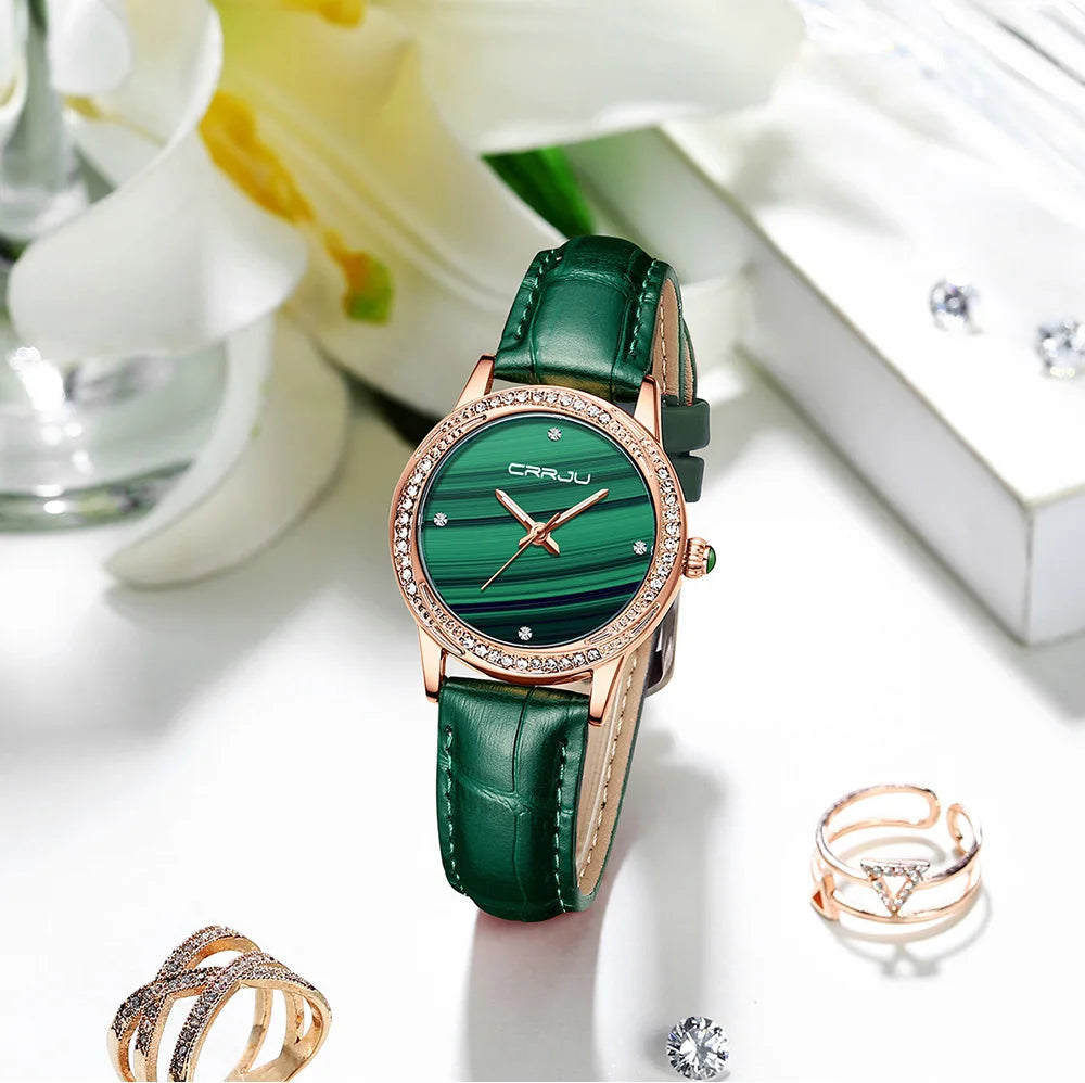 CRRJU New Women Watches Top Brand Luxury Wrist watch relogio feminino Clock for Women Leather Ladies Quartz Ladies Wristwatch