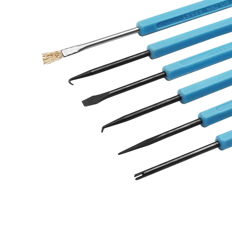 6pcs Desoldering Aid Tool Kit Help Solder Auxiliary Tools Welding Work Electronic Heat Assist for Grinding PCB Cleaning Repair
