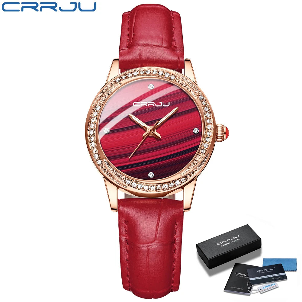 CRRJU New Women Watches Top Brand Luxury Wrist watch relogio feminino Clock for Women Leather Ladies Quartz Ladies Wristwatch