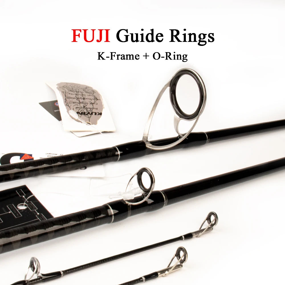 KUYING Pirate 2.58m 8'6" Carbon Casting Spinning M Medium Lure Fishing Rod Fish Cane Pole FUJI Medium-Fast Action Far Casting