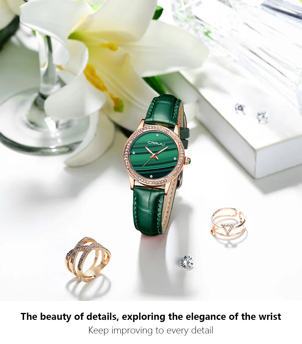CRRJU New Women Watches Top Brand Luxury Wrist watch relogio feminino Clock for Women Leather Ladies Quartz Ladies Wristwatch