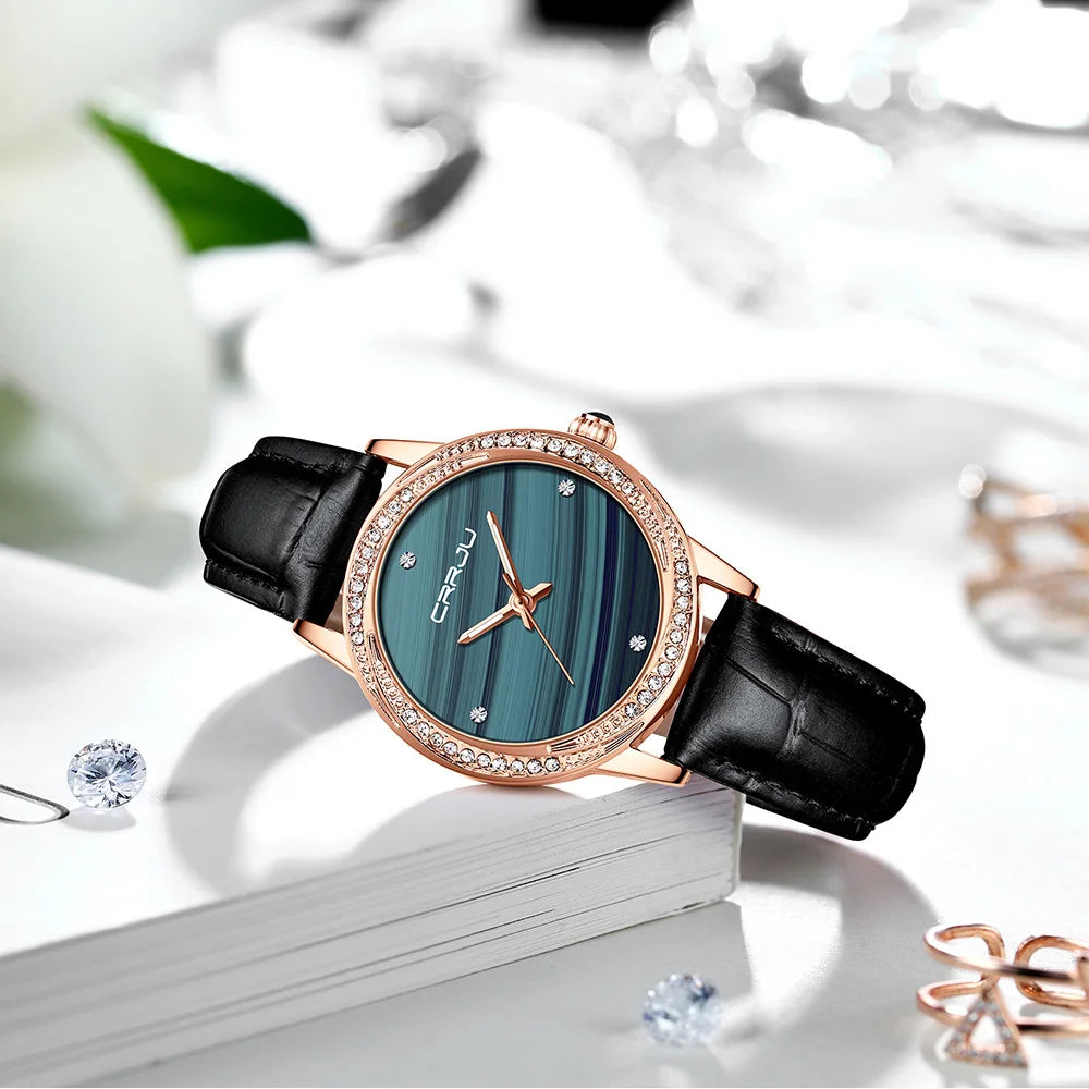 CRRJU New Women Watches Top Brand Luxury Wrist watch relogio feminino Clock for Women Leather Ladies Quartz Ladies Wristwatch