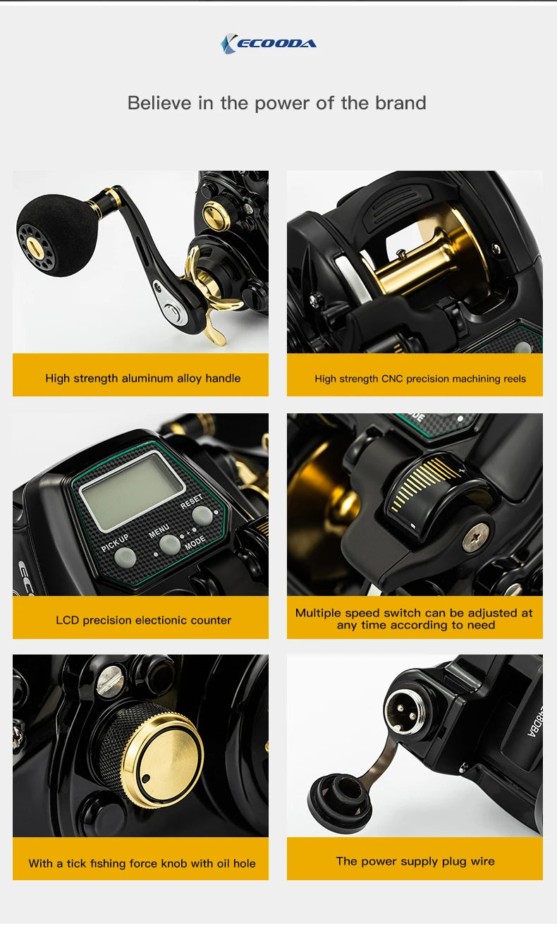 ECOODA-EZH 3000 Electric Fishing Reel, Offshore Boat Jigging Reel, 15kg Drag Power, Saltwater