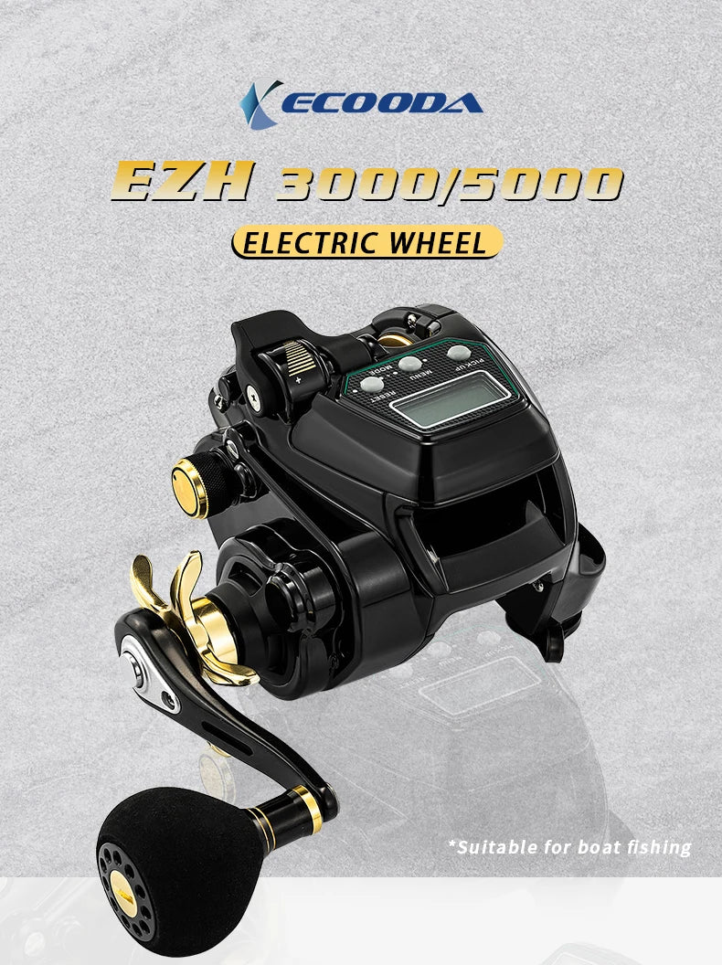 ECOODA-EZH 3000 Electric Fishing Reel, Offshore Boat Jigging Reel, 15kg Drag Power, Saltwater