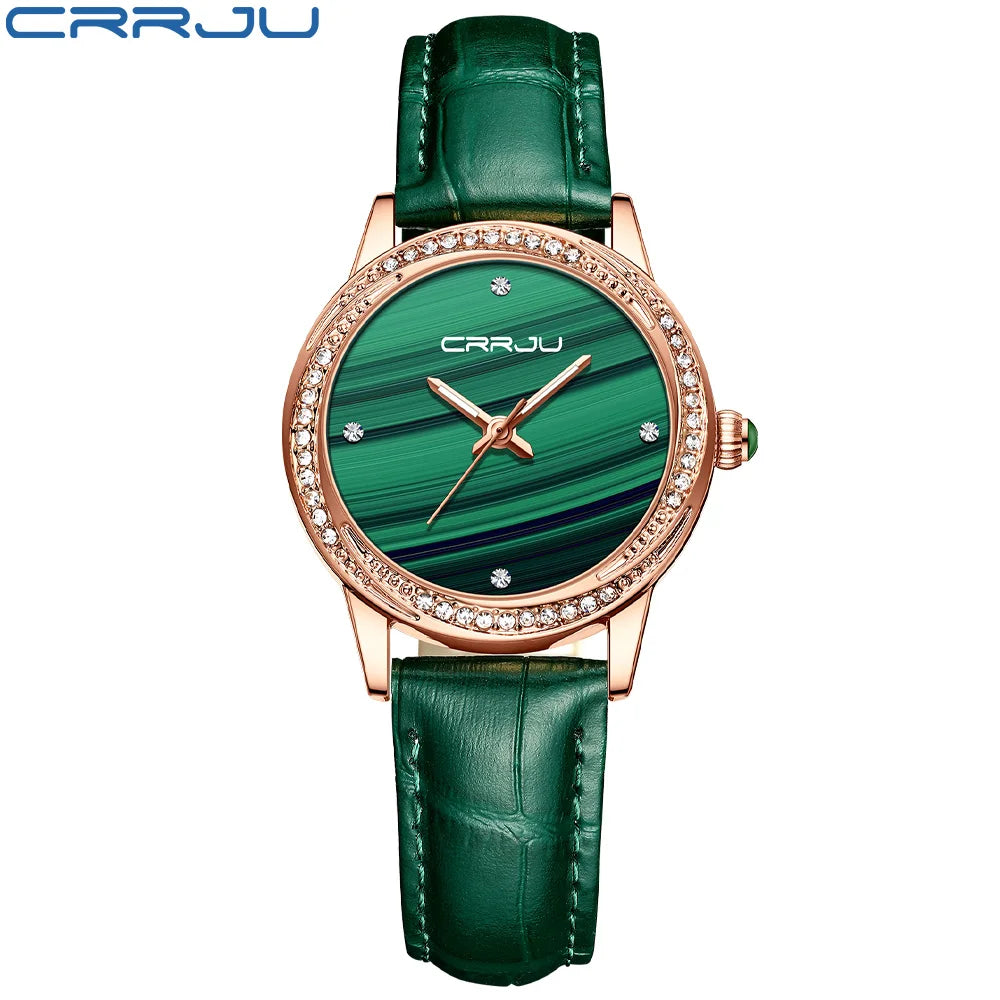 CRRJU New Women Watches Top Brand Luxury Wrist watch relogio feminino Clock for Women Leather Ladies Quartz Ladies Wristwatch