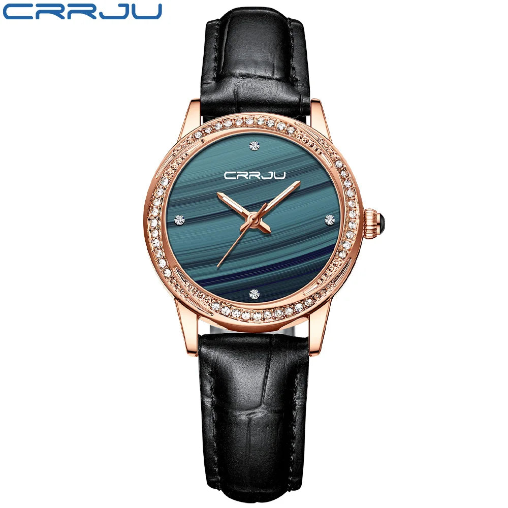 CRRJU New Women Watches Top Brand Luxury Wrist watch relogio feminino Clock for Women Leather Ladies Quartz Ladies Wristwatch