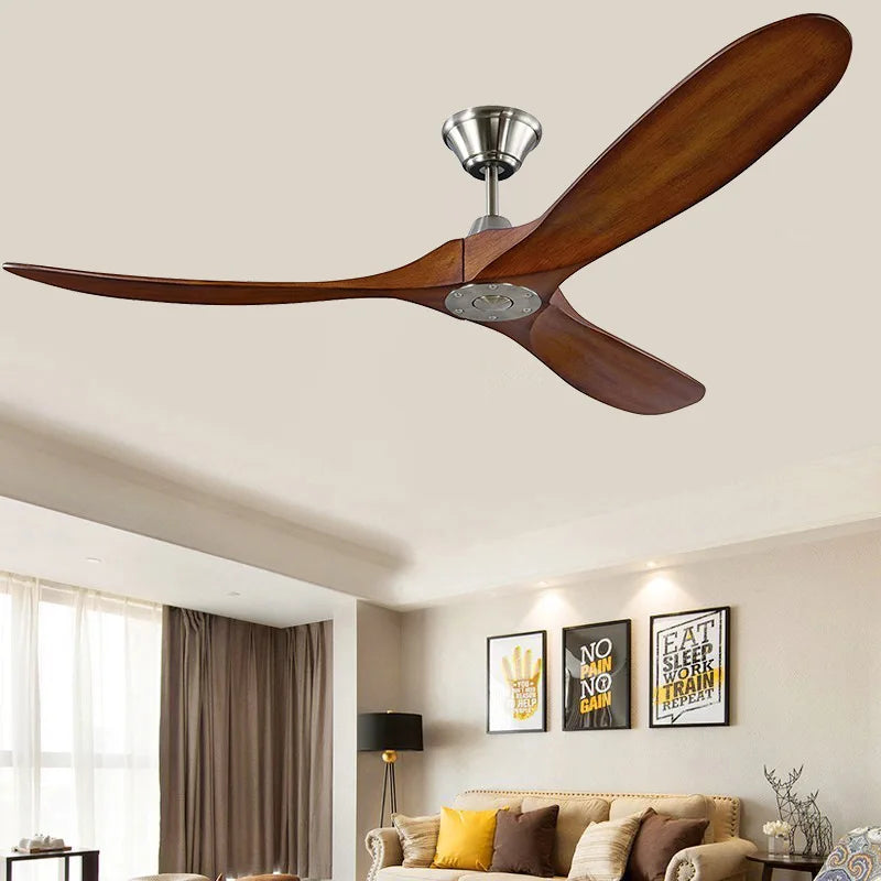 60 70 Inch Large Ceiling Fan Only Remote Control DC Motor Reverse Wood Blades Fans Lighting High Quanlity Design Wooden Fans