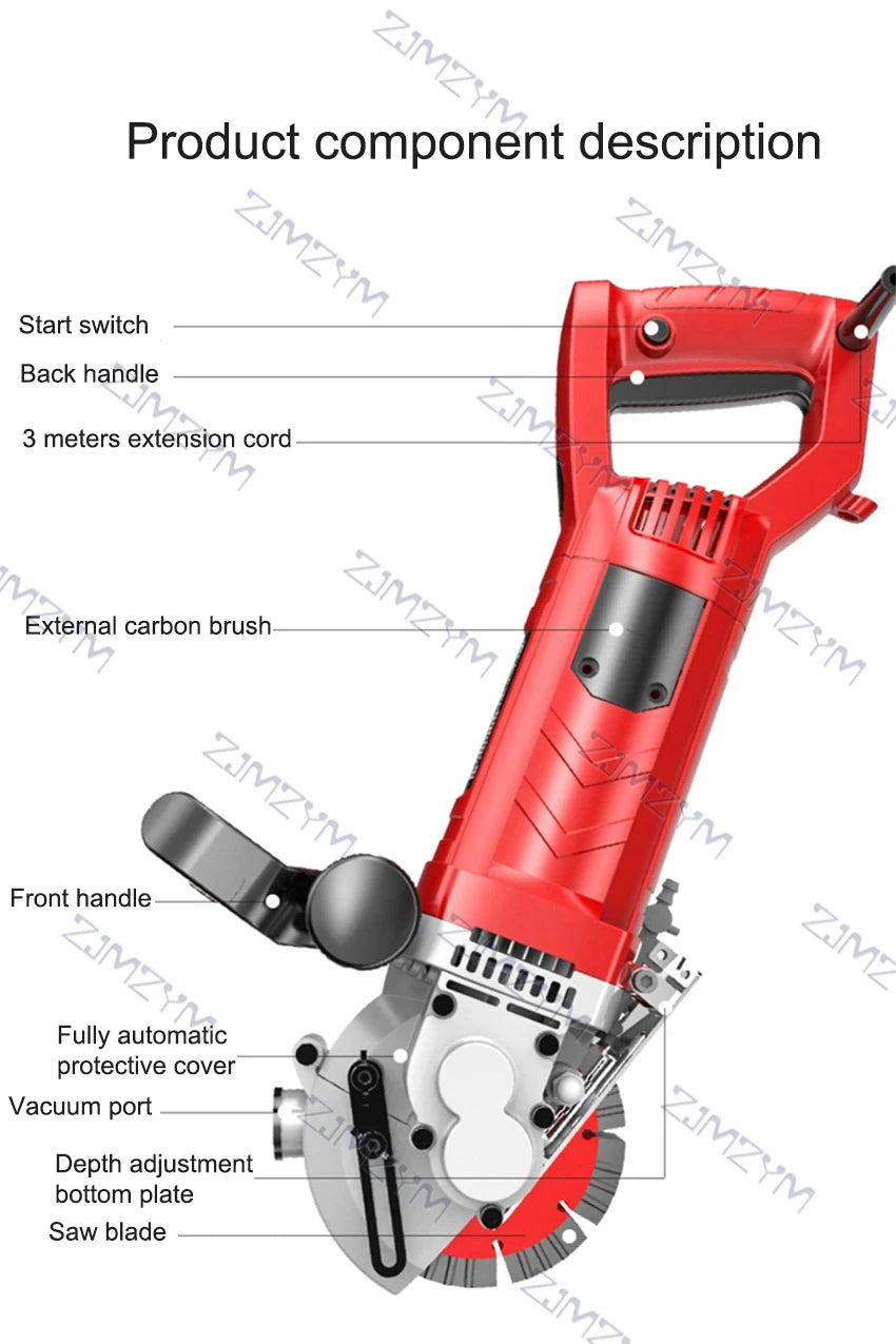 KCJ-001 220V Electric Wall Chaser Handheld Laser Slotting Machine Brick Wall Cutting Machine Concrete Groove Slotting Machine