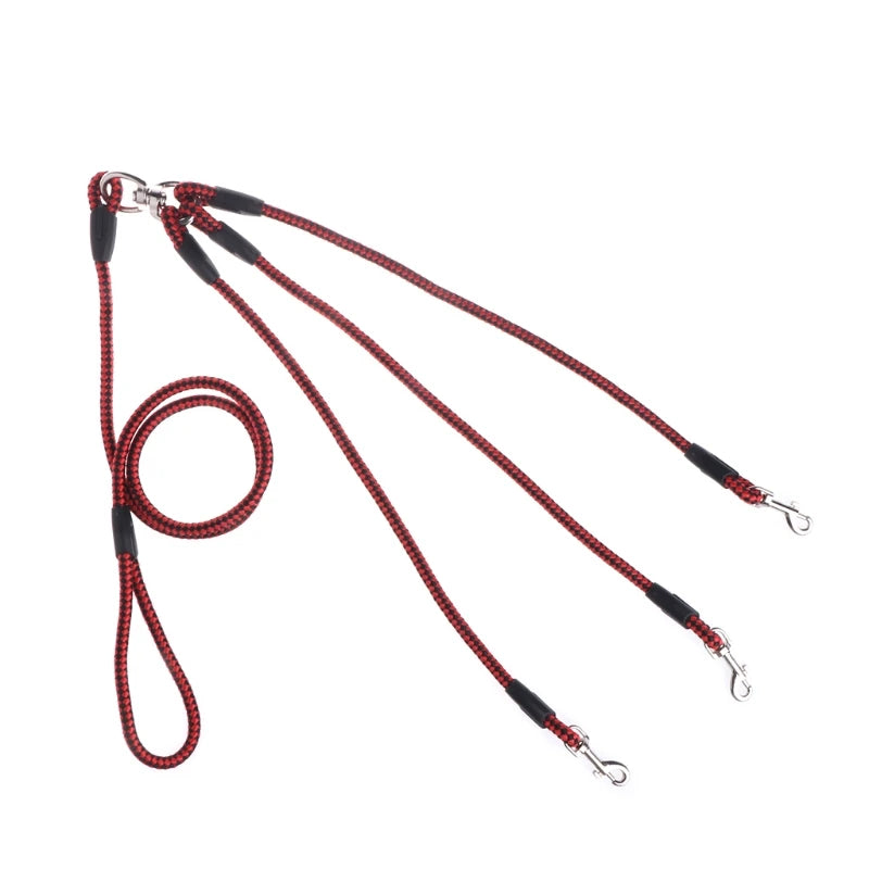 Heavy Duty Triple Pet Dogs Leash Coupler Lead With Nylon Soft Handle For Walking 3 Dogs Outside Traction Rope Pet Supplies