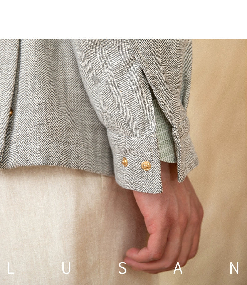 Cotton and Linen Vertical Collar Tight Waist M65 Hunting Jacket Retro All-match Spring and Summer Lightweight Casual Jacket