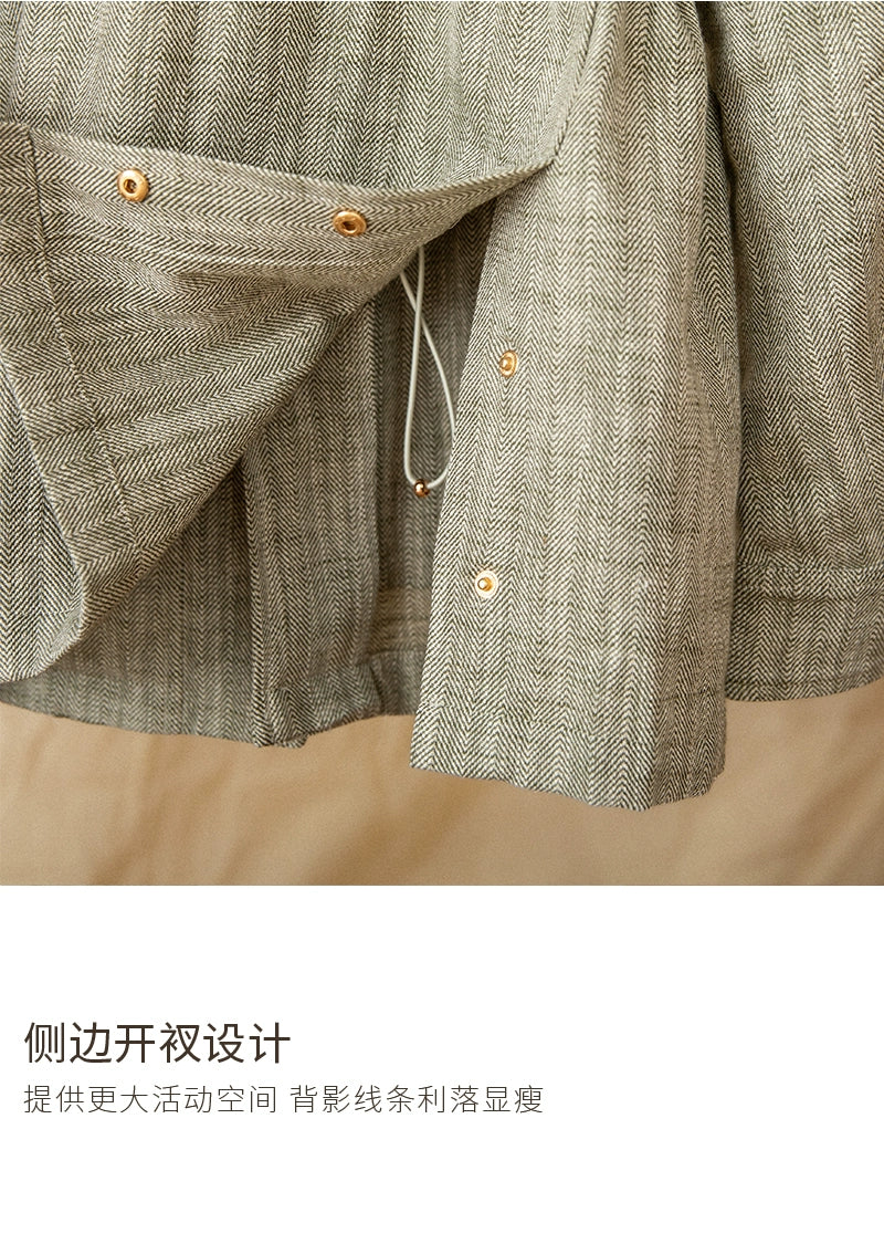 Cotton and Linen Vertical Collar Tight Waist M65 Hunting Jacket Retro All-match Spring and Summer Lightweight Casual Jacket