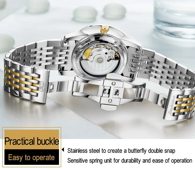 JSDUN 8767 Men Watch Fashion Business Ultra Thin Waterproof Dual Calendar Clock Men Luxury Original Automatic Mechanical Watch