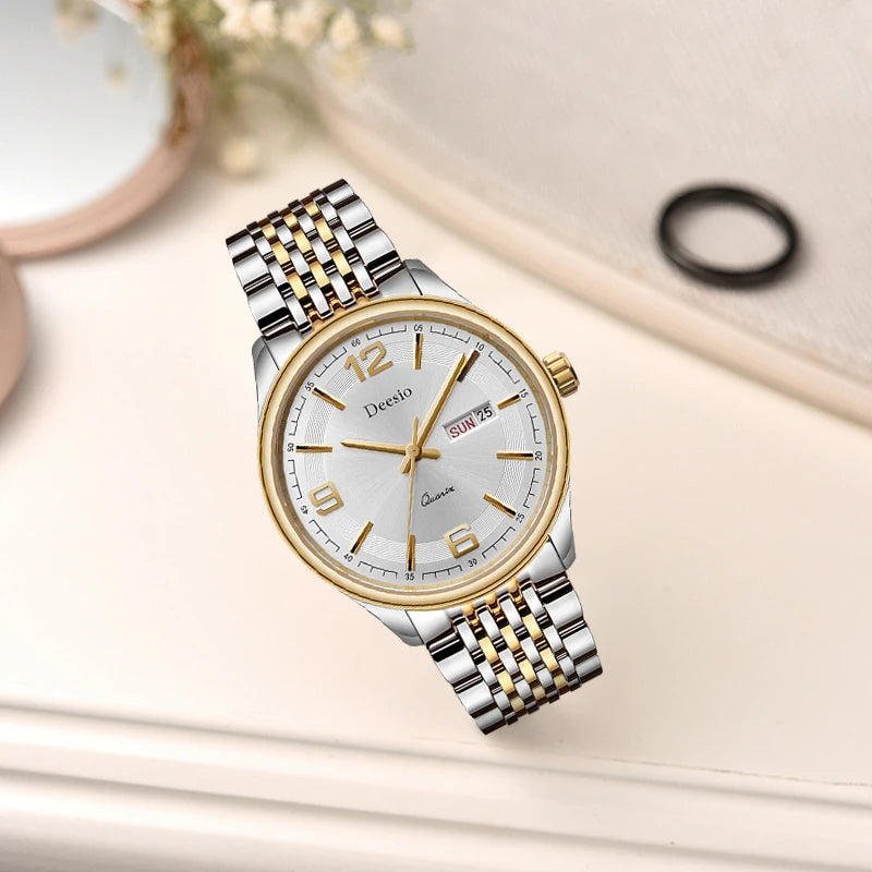 Deesio Women's Watch N92 Fashion Classics Bussiness Quartz Watches Steel Band Waterproof 30m Wristwatch Luxury Accessories Women