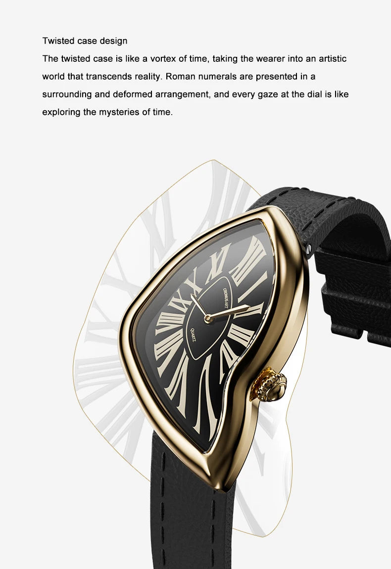 CRONUSART Women Quartz Watch 28mm*46mm Luxury Ladies Wristwatch Irregular Case Crystal Mirror Thickness 8.1mm