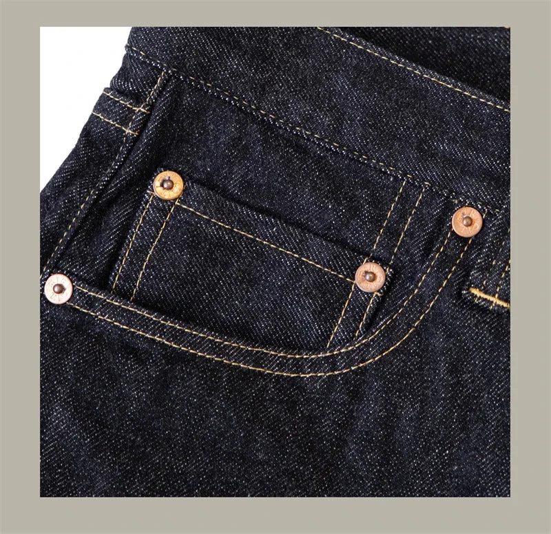 Red Tornado Lot 601B Black Jeans Straight Fit 14.5oz Selvedge Denim Pants Rinsed