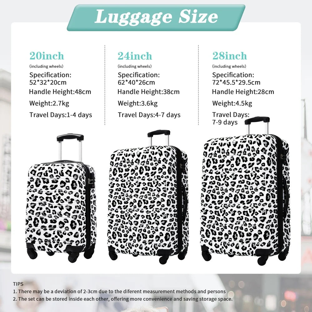 3 Piece Hardshell Luggage Sets Suitcases 20/24/28 Inch Travel Suitcase Rolling Luggagewith TSA Lock Spinner Wheels Travel Case