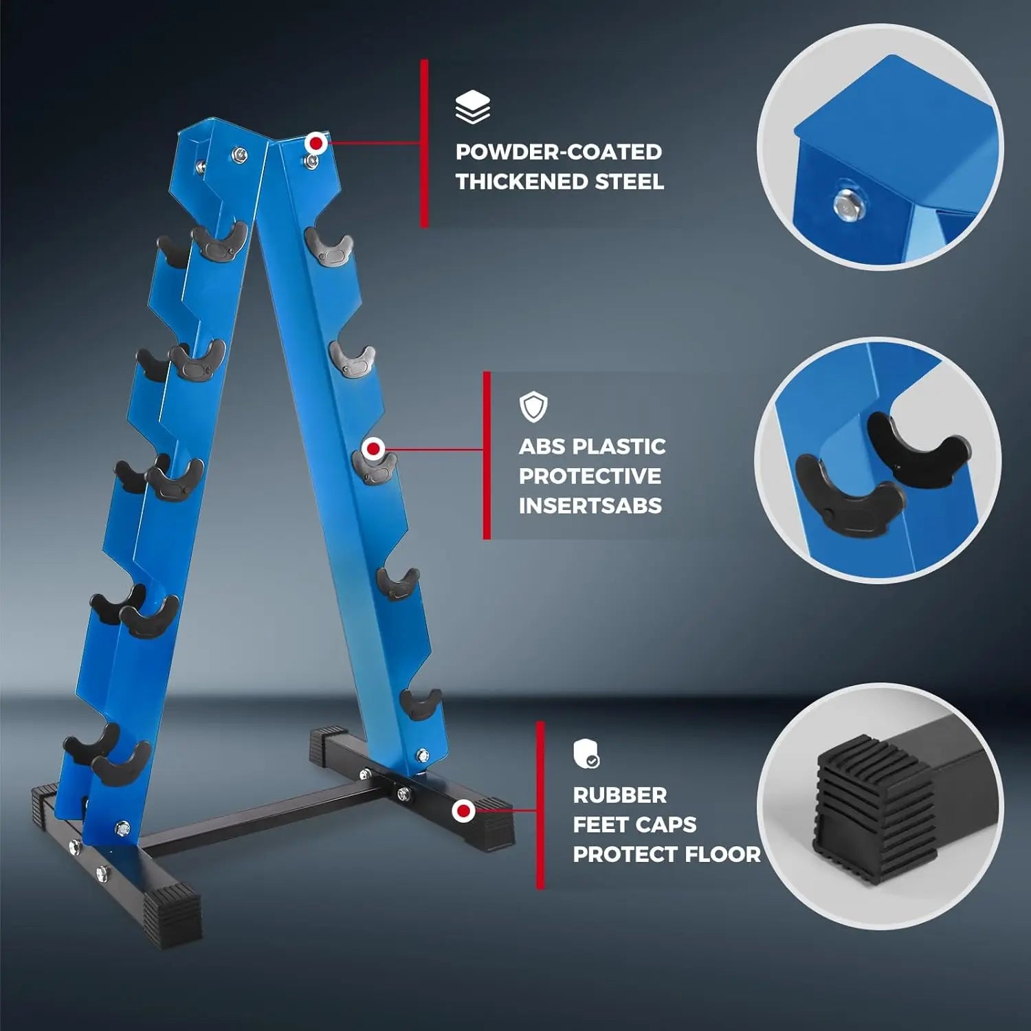 250LB 300LB RubberDumbbell Sets with Weights Rack Multiple Color Choices Available Great Gym Equipment for Home Strength Trainin